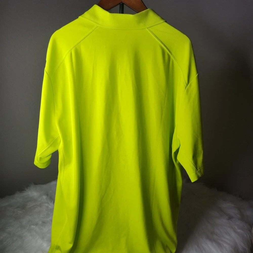 Nike Golf‎ Polo Shirt Men XL Lime Green Dri-FIT Short Sleeve Neon High Vis Solid